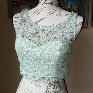 Mermaidcore Acqua Green Crochet Crop Top Size 2 Like New